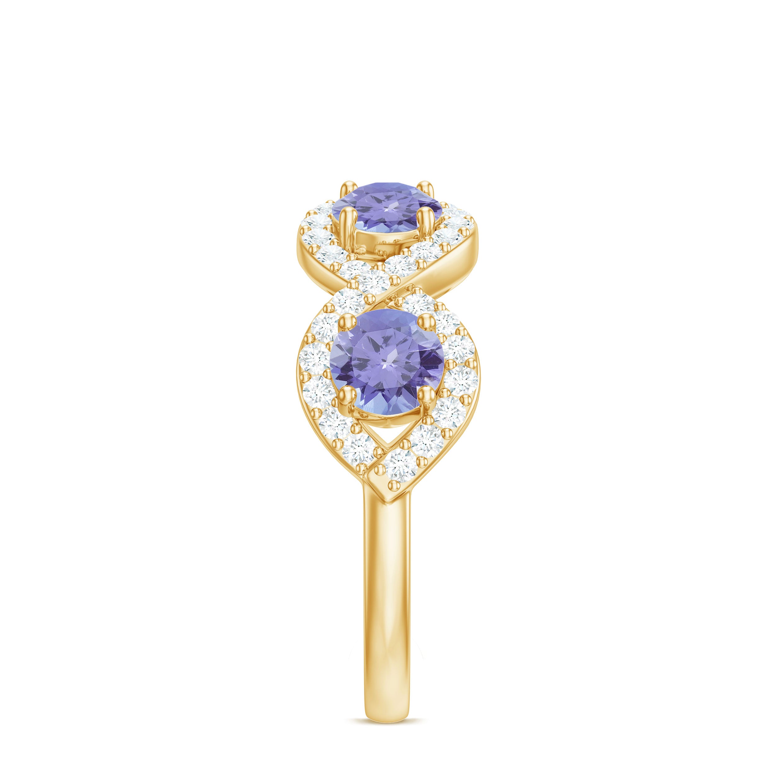 Minimal Braided Half Eternity Ring with Tanzanite and Diamond Tanzanite - ( AAA ) - Quality - Rosec Jewels