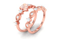 Heart Shape Morganite Stackable Ring Set with Diamond Morganite - ( AAA ) - Quality - Rosec Jewels