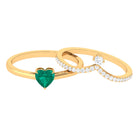 Real Emerald Heart Ring Set with Diamond Emerald - ( AAA ) - Quality - Rosec Jewels