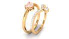 Heart Shape Morganite Ring Set with Diamond Morganite - ( AAA ) - Quality - Rosec Jewels