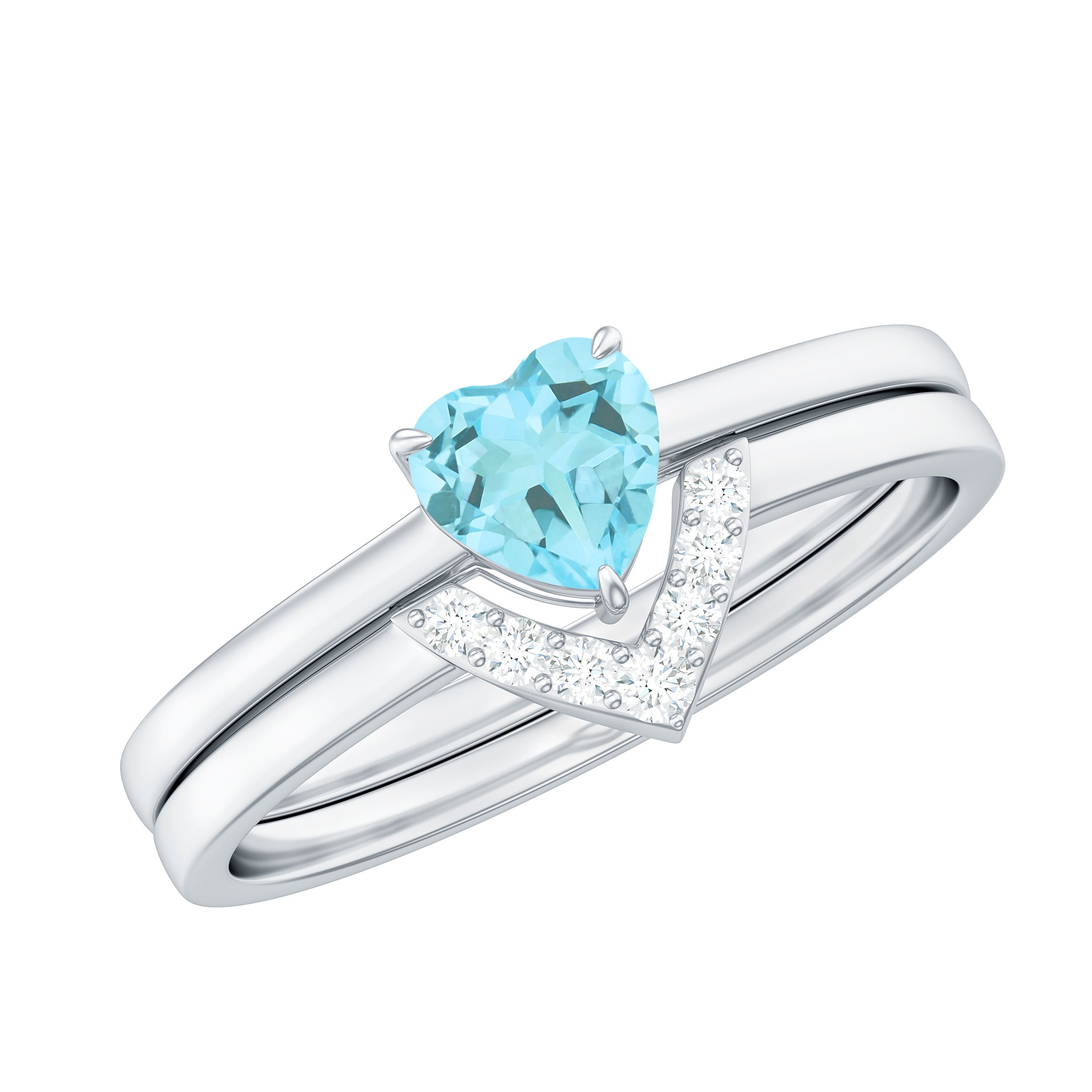 1 CT Real Sky Blue Topaz and Diamond Ring Set Sky Blue Topaz - ( AAA ) - Quality - Rosec Jewels