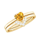 Heart Shape Solitaire Citrine and Diamond Bridal Ring Set Citrine - ( AAA ) - Quality - Rosec Jewels