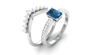 Elegant London Blue Topaz and Diamond Ring Set London Blue Topaz - ( AAA ) - Quality - Rosec Jewels