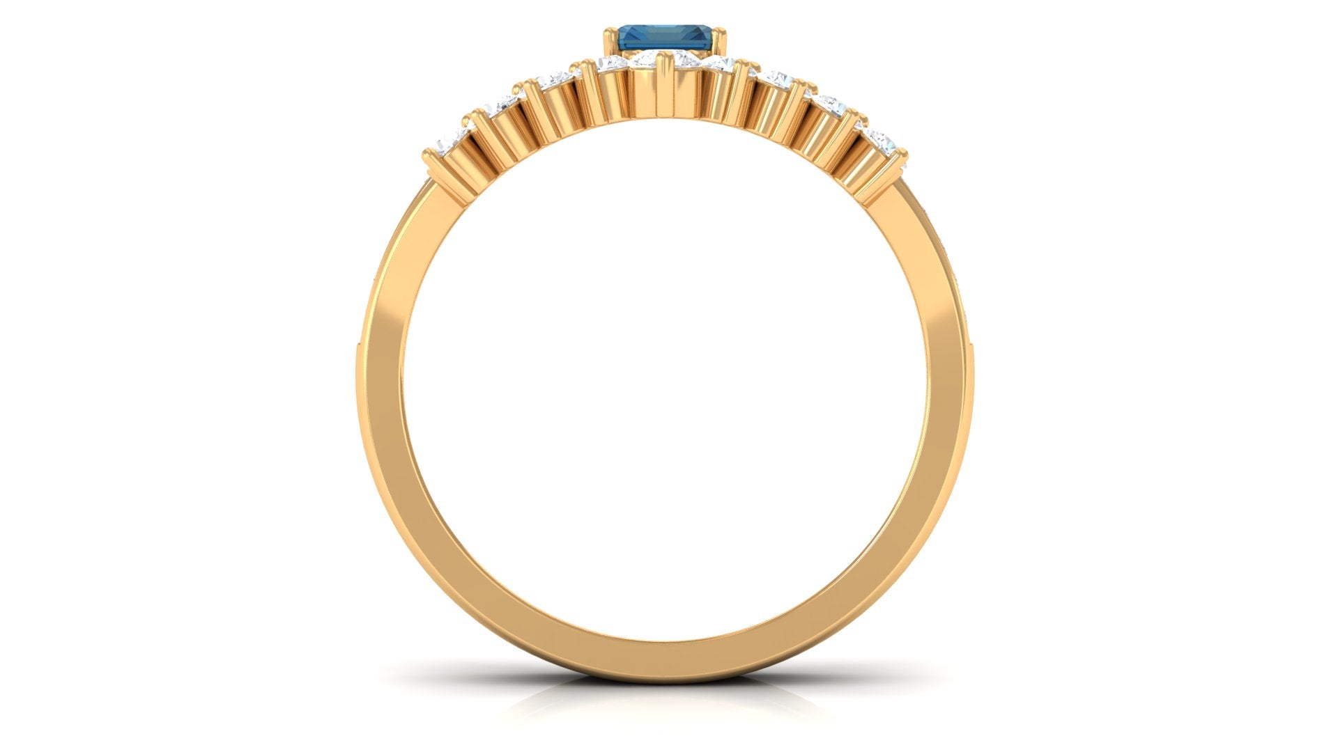 Elegant London Blue Topaz and Diamond Ring Set London Blue Topaz - ( AAA ) - Quality - Rosec Jewels