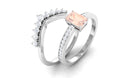 Real Morganite and Diamond Stackable Ring Set Morganite - ( AAA ) - Quality - Rosec Jewels