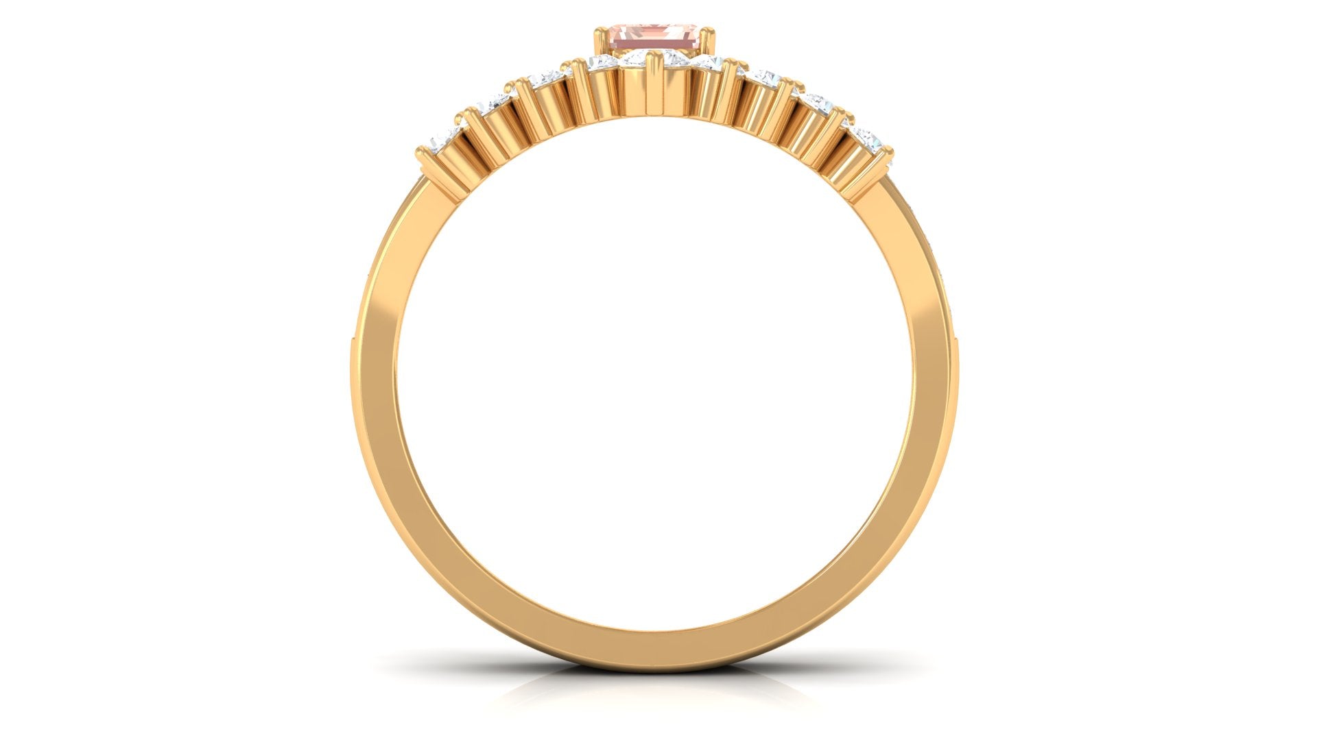 Real Morganite and Diamond Stackable Ring Set Morganite - ( AAA ) - Quality - Rosec Jewels