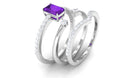 Certified Amethyst and Diamond Stackable Ring Set Amethyst - ( AAA ) - Quality - Rosec Jewels