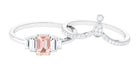 Morganite Stackable Ring Set with Moissanite Morganite - ( AAA ) - Quality - Rosec Jewels
