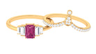 Pink Tourmaline Stackable Ring Set with Moissanite Pink Tourmaline - ( AAA ) - Quality - Rosec Jewels