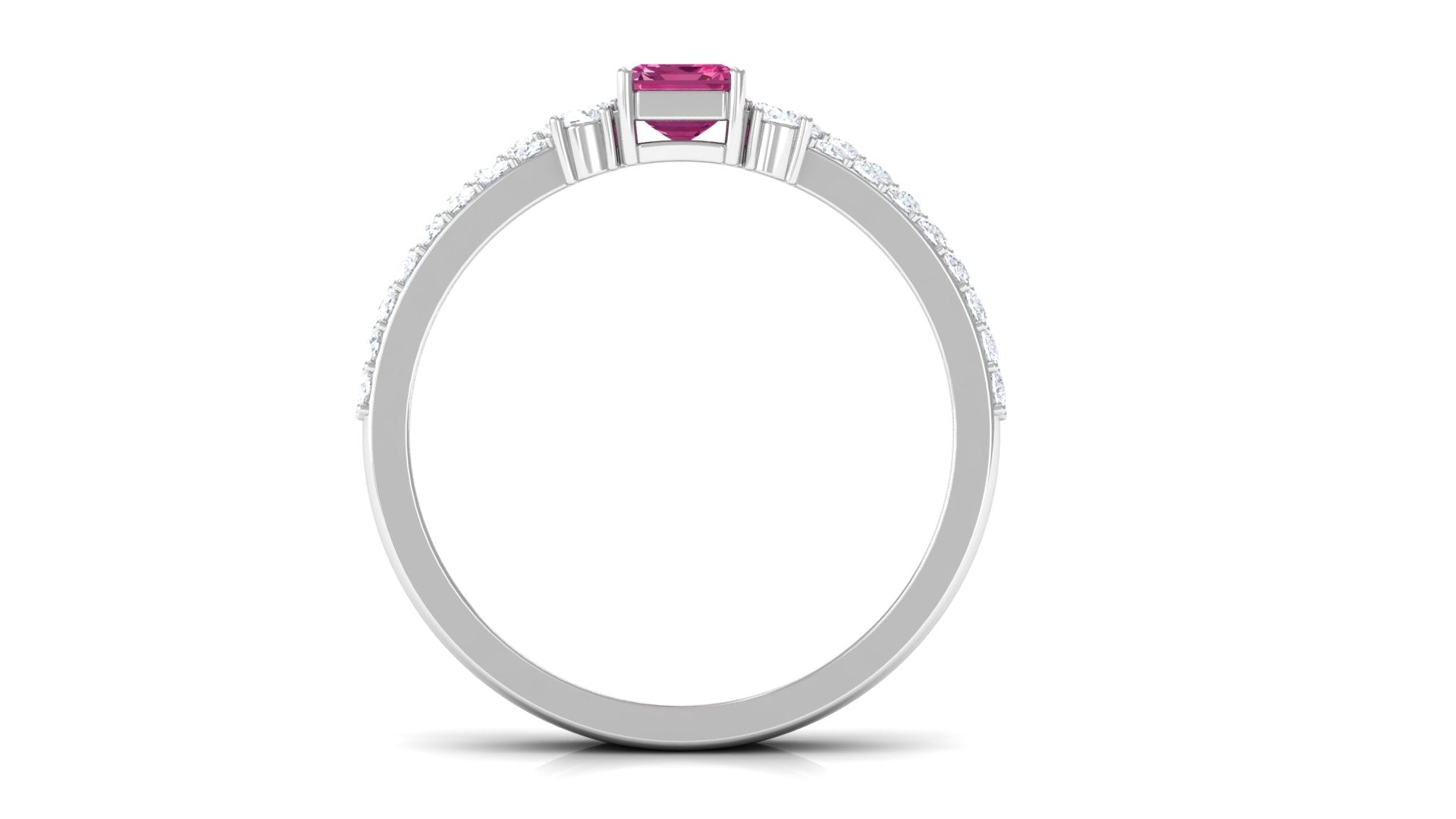 Pink Tourmaline and Diamond Solitaire Ring Set Pink Tourmaline - ( AAA ) - Quality - Rosec Jewels