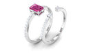 Pink Tourmaline and Diamond Solitaire Ring Set Pink Tourmaline - ( AAA ) - Quality - Rosec Jewels