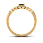 Created Black Diamond Solitaire Wedding Ring Set with Diamond Lab Created Black Diamond - ( AAAA ) - Quality - Rosec Jewels