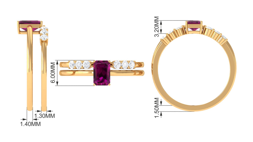 1 CT Natural Rhodolite and Diamond Ring Set Rhodolite - ( AAA ) - Quality - Rosec Jewels
