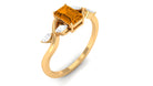 Octagon Cut Citrine and Diamond Solitaire Engagement Ring in Split Shank Citrine - ( AAA ) - Quality - Rosec Jewels