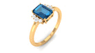Octagon Cut London Blue Topaz Engagement Ring with Diamond Accent London Blue Topaz - ( AAA ) - Quality - Rosec Jewels