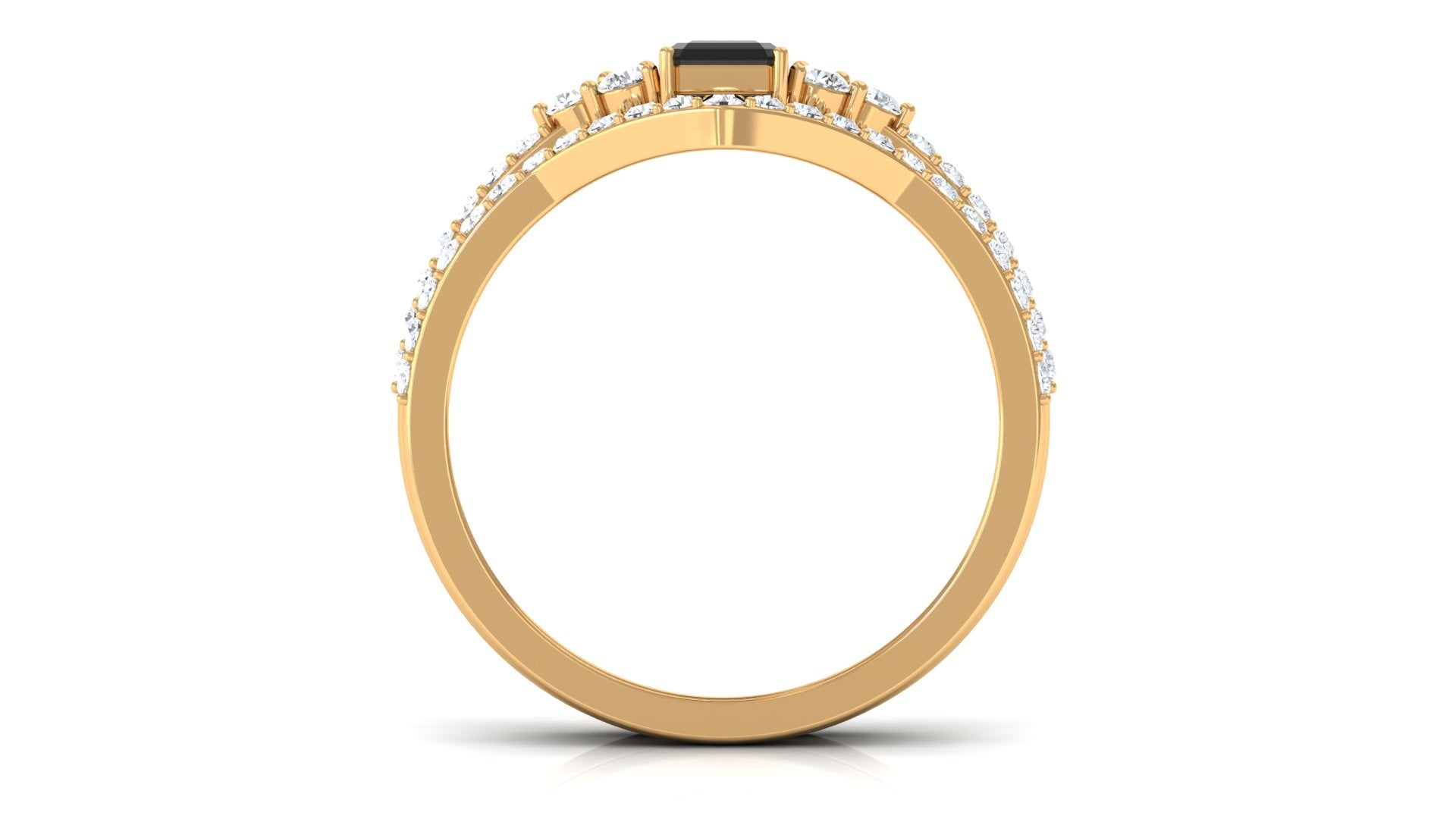 Created Black Diamond and Diamond Engagement Ring Set Lab Created Black Diamond - ( AAAA ) - Quality - Rosec Jewels