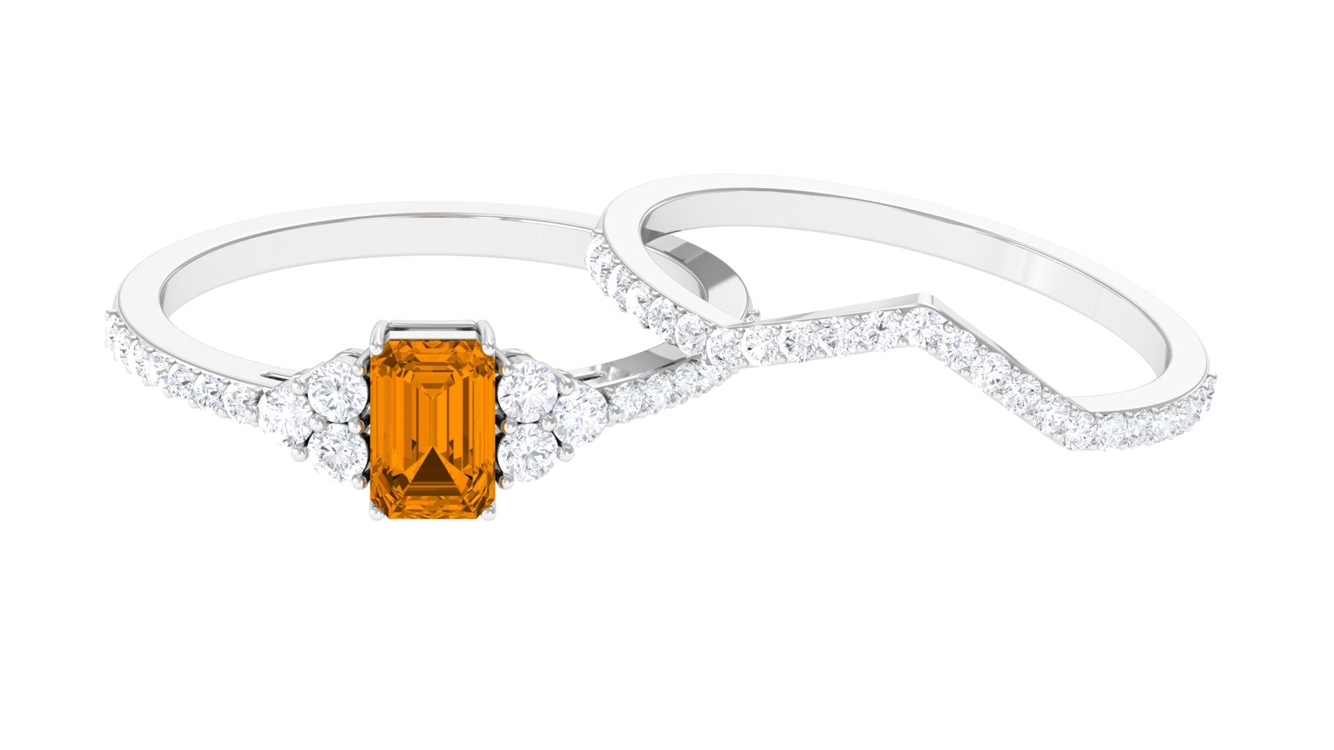 1.25 CT Natural Citrine and Moissanite Ring Set in Prong Setting Citrine - ( AAA ) - Quality - Rosec Jewels