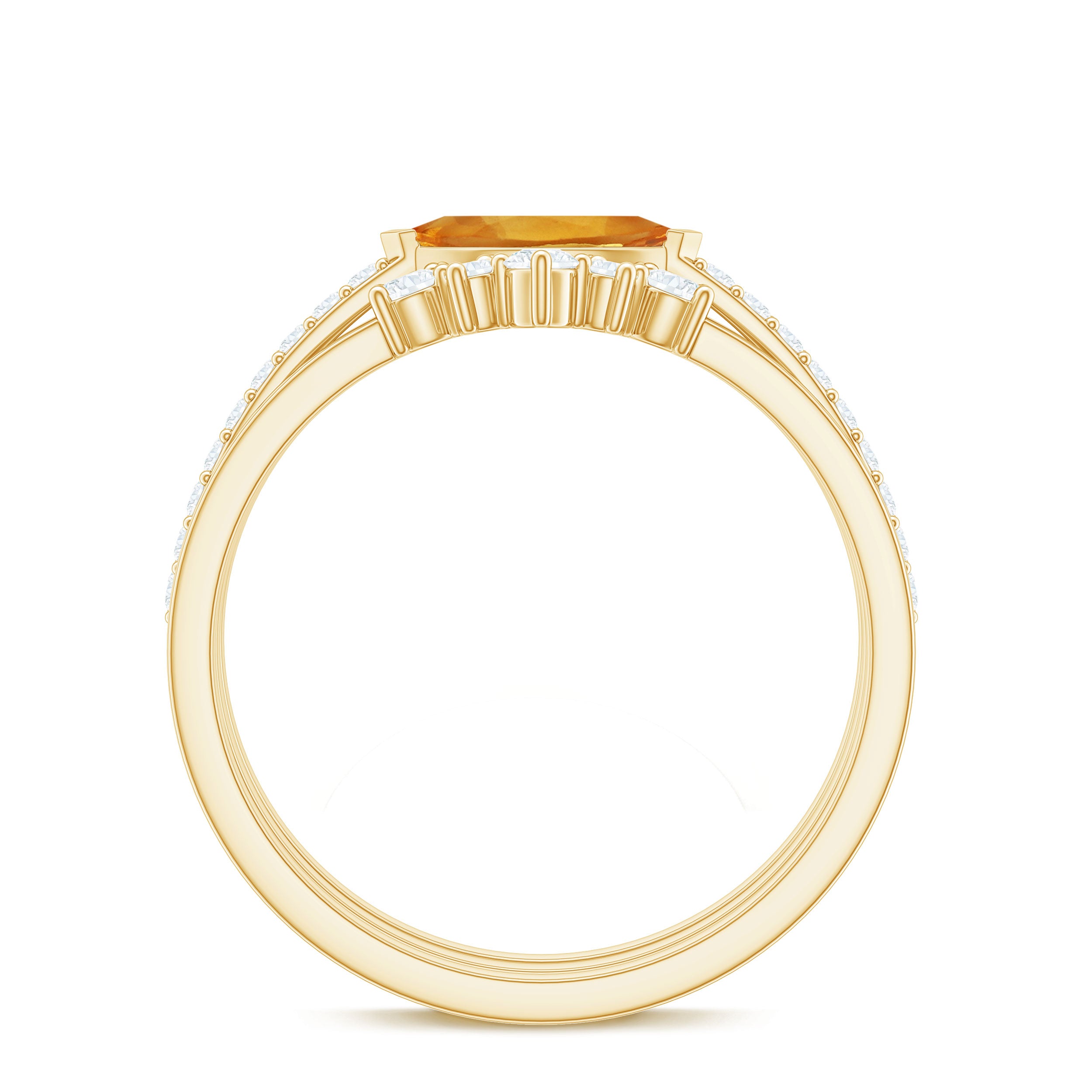1.50 CT Natural Citrine Stackable Ring Set with Moissanite Citrine - ( AAA ) - Quality - Rosec Jewels