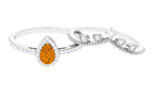 Citrine Vintage Teardrop Wedding Ring Set with Moissanite Citrine - ( AAA ) - Quality - Rosec Jewels