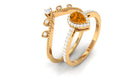 Citrine Vintage Teardrop Wedding Ring Set with Moissanite Citrine - ( AAA ) - Quality - Rosec Jewels