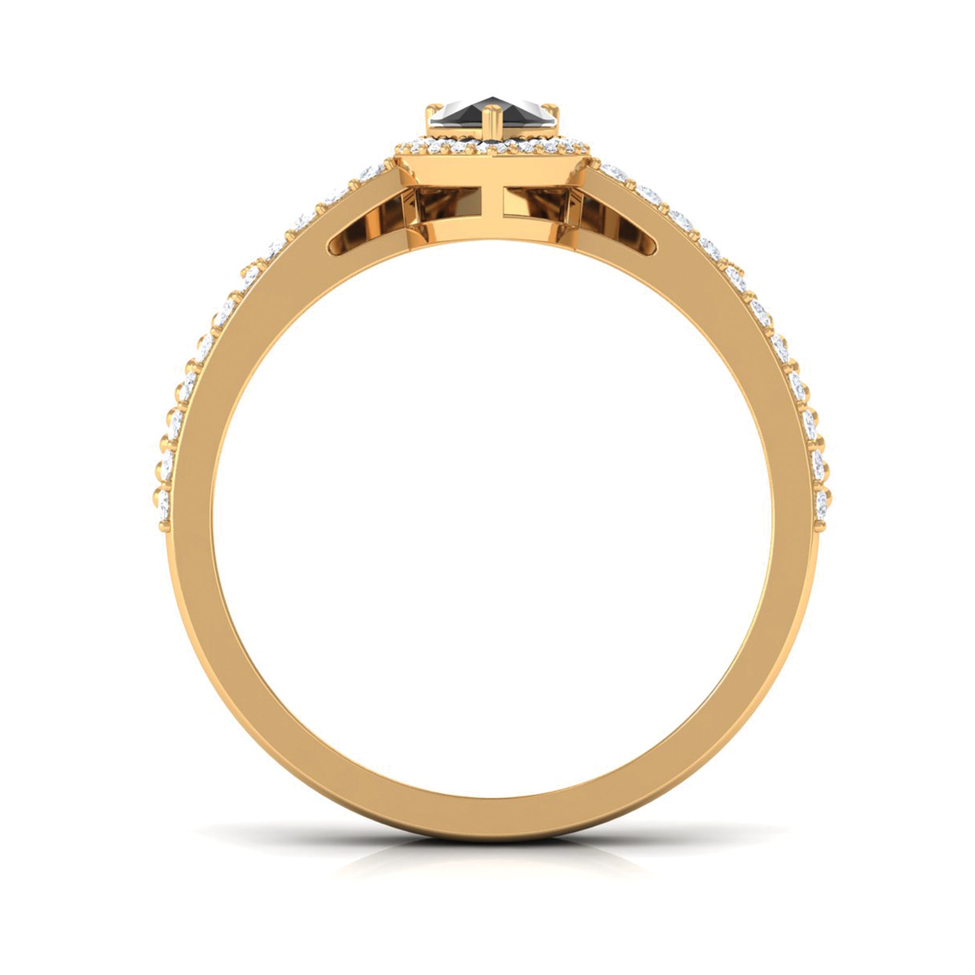 Vintage Inspired Black Onyx Teardrop Wedding Ring Set with Diamond Black Onyx - ( AAA ) - Quality - Rosec Jewels