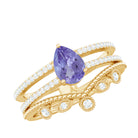 Pear Cut Natural Tanzanite and Diamond Wedding Ring Set Tanzanite - ( AAA ) - Quality - Rosec Jewels
