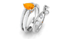 Pear Cut Real Fire Opal and Moissanite Wedding Ring Set Fire Opal - ( AAA ) - Quality - Rosec Jewels
