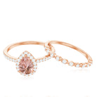 Teardrop Morganite Bridal Ring Set with Diamond Morganite - ( AAA ) - Quality - Rosec Jewels