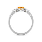 Cushion Cut Real Fire Opal Ring Set with Moissanite Fire Opal - ( AAA ) - Quality - Rosec Jewels