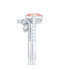 1.25 CT Vintage Style Princess Cut Morganite Ring Set with Diamond Morganite - ( AAA ) - Quality - Rosec Jewels