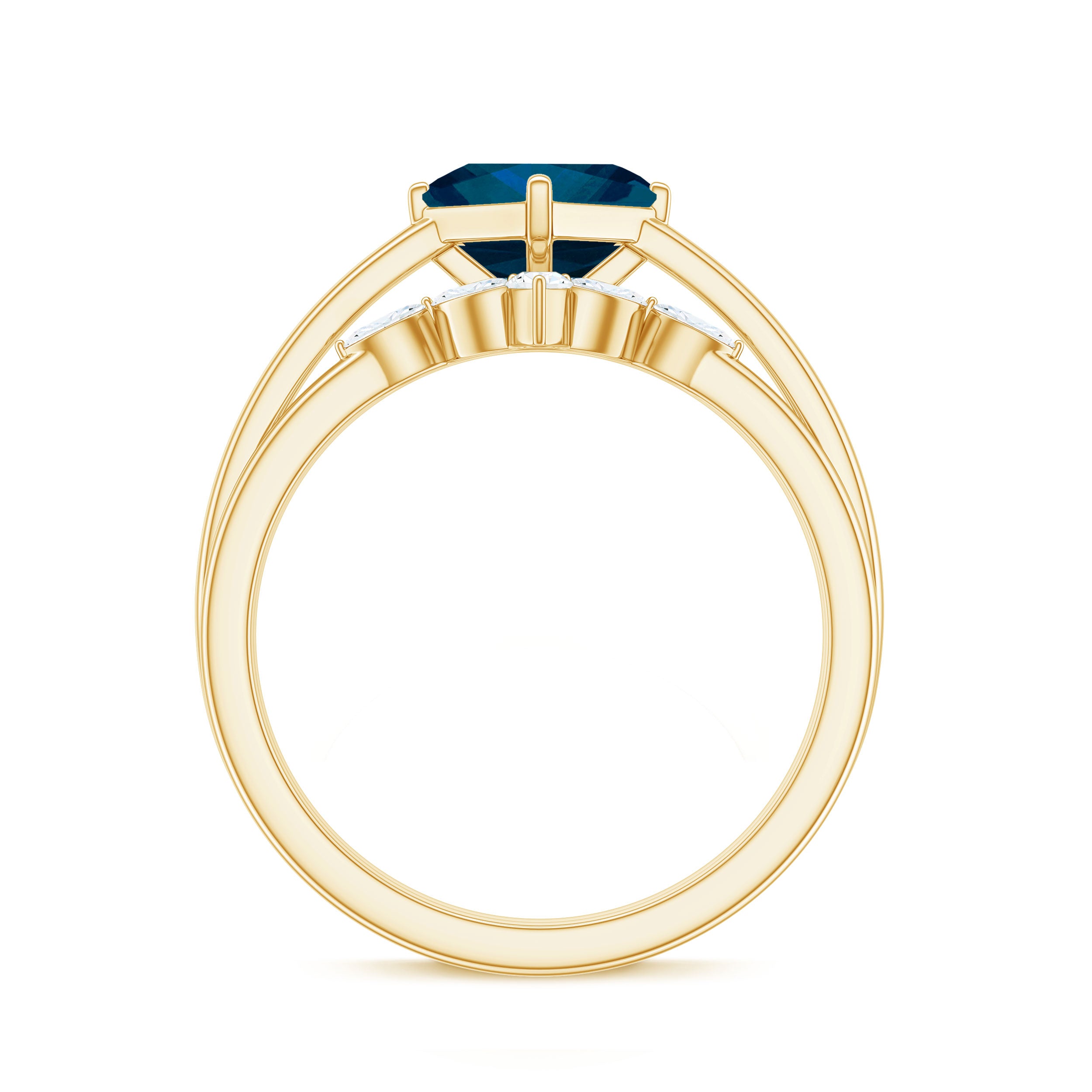 Princess Cut London Blue Topaz and Diamond Solitaire Ring Set London Blue Topaz - ( AAA ) - Quality - Rosec Jewels