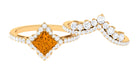 2.25 CT Citrine and Moissanite Statement Wedding Ring Set Citrine - ( AAA ) - Quality - Rosec Jewels