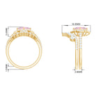 Rose Quartz and Moissanite Statement Wedding Ring Set Rose Quartz - ( AAA ) - Quality - Rosec Jewels