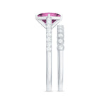 Princess Cut Pink Tourmaline Wedding Ring Set with Moissanite Pink Tourmaline - ( AAA ) - Quality - Rosec Jewels