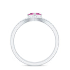 Princess Cut Pink tourmaline and Diamond Flower Ring Set Pink Tourmaline - ( AAA ) - Quality - Rosec Jewels