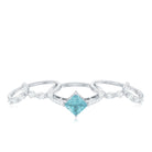 1.75 CT Princess Cut Sky Blue Topaz and Moissanite Trio Wedding Ring Set Sky Blue Topaz - ( AAA ) - Quality - Rosec Jewels