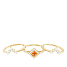 Real Citrine and Moissanite Trio Wedding Ring Set Citrine - ( AAA ) - Quality - Rosec Jewels