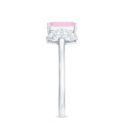 Octagon Cut Rose Quartz and Diamond Solitaire Engagement Ring Rose Quartz - ( AAA ) - Quality - Rosec Jewels