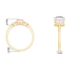 Octagon Cut Rose Quartz and Diamond Solitaire Engagement Ring Rose Quartz - ( AAA ) - Quality - Rosec Jewels