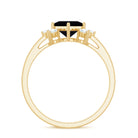 Princess Cut Black Onyx Promise Ring with Diamond Black Onyx - ( AAA ) - Quality - Rosec Jewels