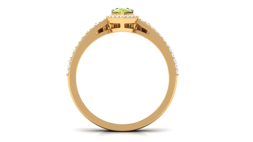 1.5 CT Peridot Designer Teardrop Ring Set with Moissanite Halo Peridot - ( AAA ) - Quality - Rosec Jewels