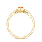 Fire Opal Designer Teardrop Ring Set with Moissanite Halo Fire Opal - ( AAA ) - Quality - Rosec Jewels