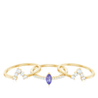 Marquise Cut Tanzanite Solitaire Ring Set with Diamond Tanzanite - ( AAA ) - Quality - Rosec Jewels