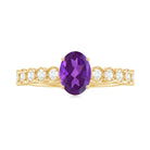 Real Oval Amethyst Solitaire Engagement Ring with Diamond Amethyst - ( AAA ) - Quality - Rosec Jewels