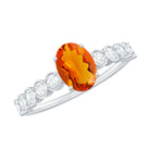 1 CT Oval Fire Opal Solitaire Engagement Ring with Diamond Fire Opal - ( AAA ) - Quality - Rosec Jewels