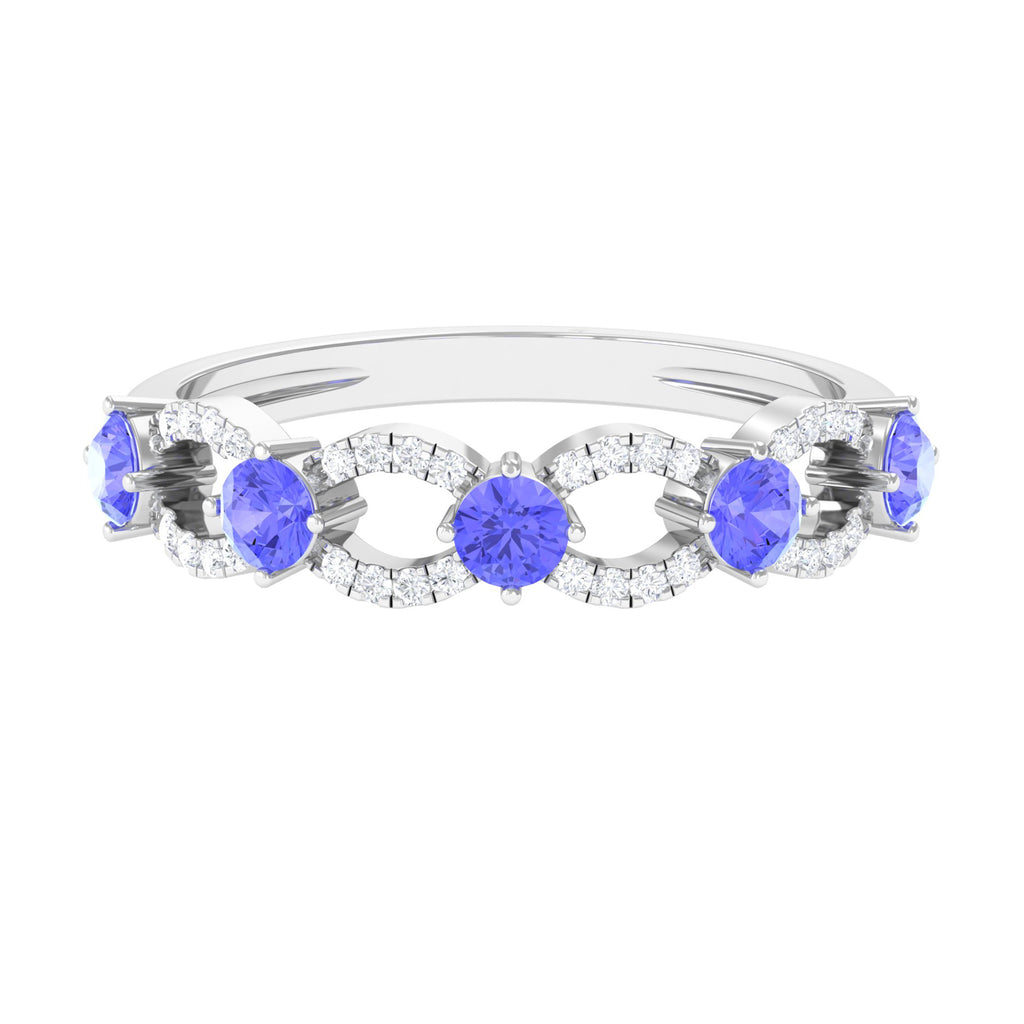 Tanzanite and Diamond Designer Eternity Ring Tanzanite - ( AAA ) - Quality - Rosec Jewels