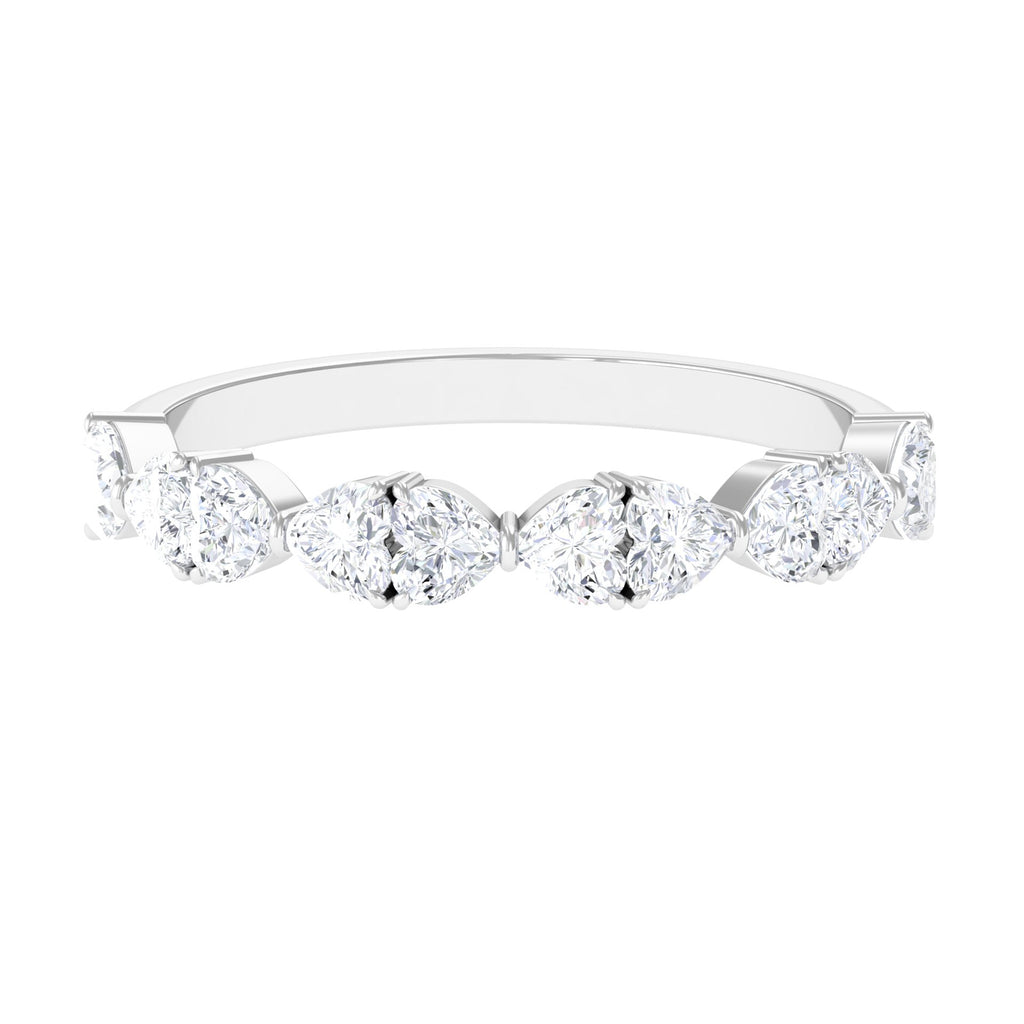 1.25 CT Certified Moissanite Heart Half Eternity Ring Moissanite - ( D-VS1 ) - Color and Clarity - Rosec Jewels