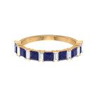 Princess Cut Created Blue Sapphire Half Eternity Ring with Diamond Lab Created Blue Sapphire - ( AAAA ) - Quality - Rosec Jewels