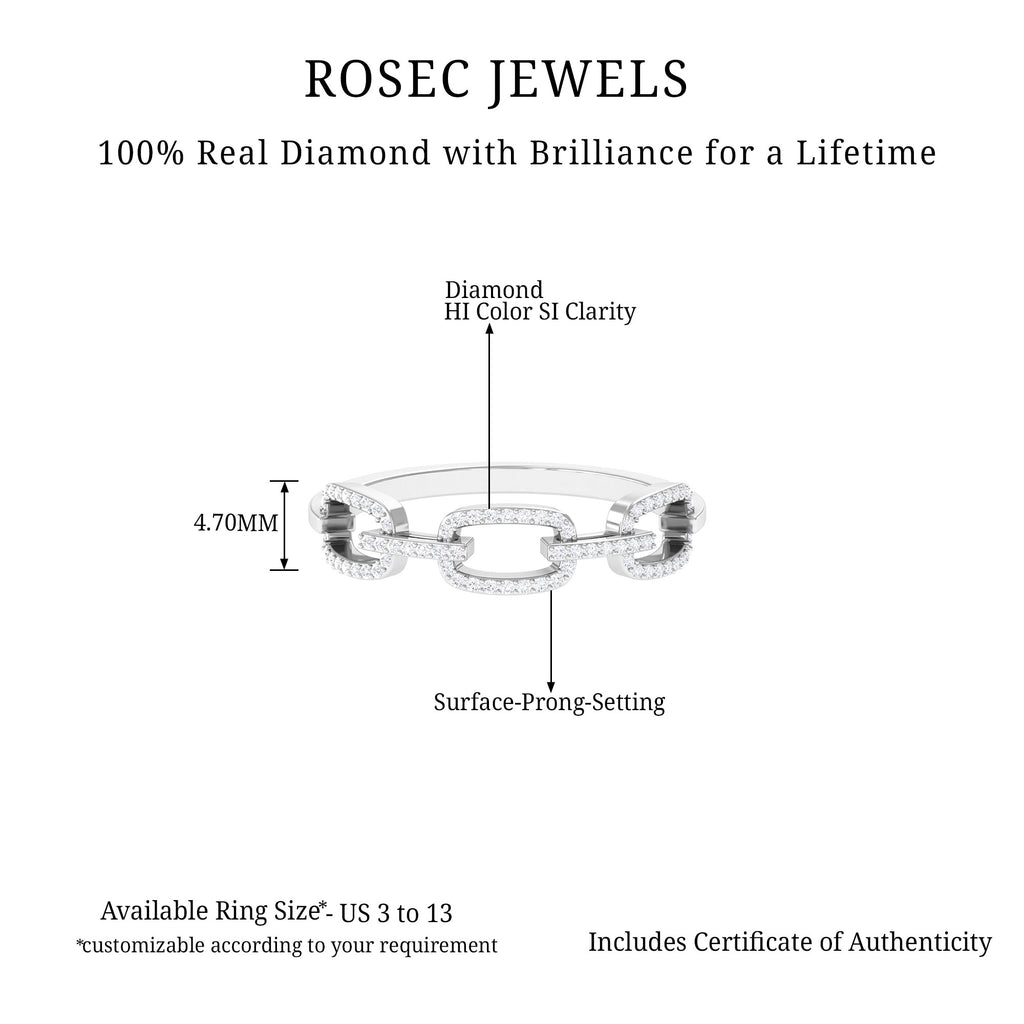 1/4 CT Minimal Diamond Chain Link Ring in Surface Prong Setting Diamond - ( HI-SI ) - Color and Clarity - Rosec Jewels