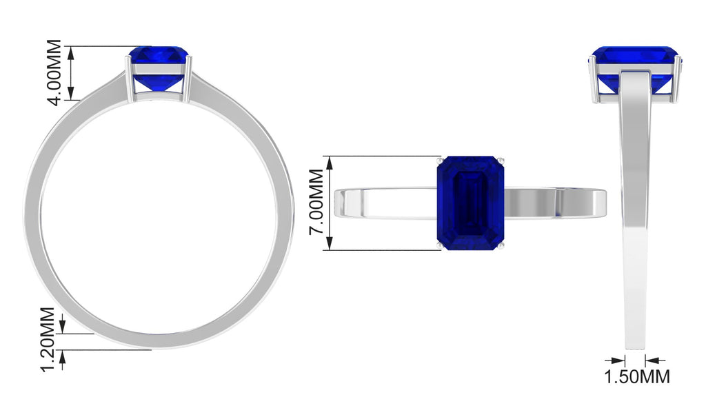 Octagon Cut Lab Created Blue Sapphire Solitaire Ring Lab Created Blue Sapphire - ( AAAA ) - Quality - Rosec Jewels